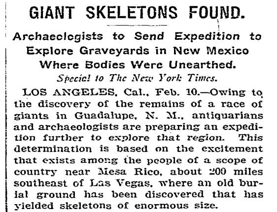 В Техасе в 1919-м году был найден 18-ти футовый скелет