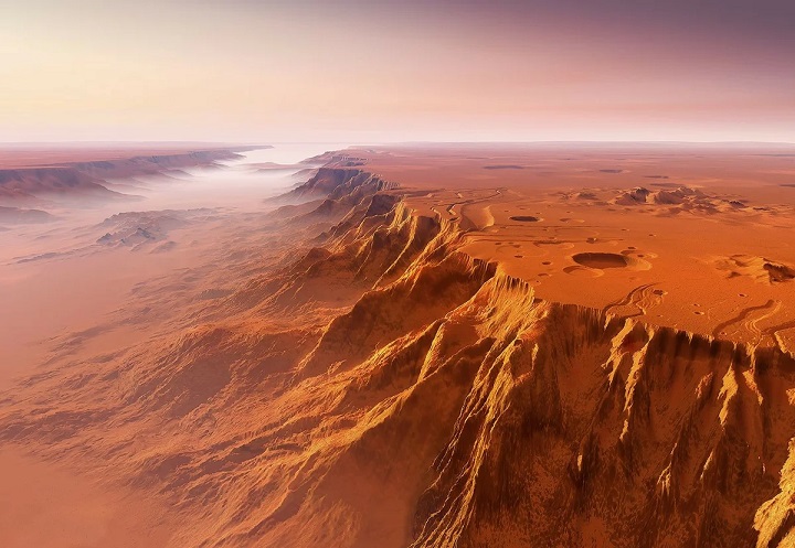 На Южном полюсе Марса обнаружили «стену» протяженностью 250 километров