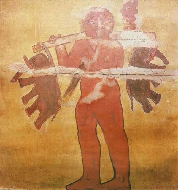 Загадка нубийской фрески с великаном, несущим двух слонов
